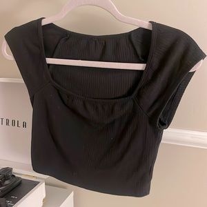 black ribbed top